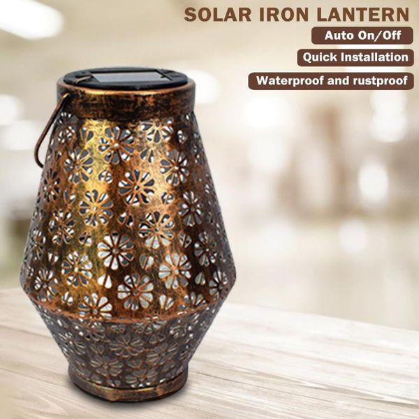 

solar lamps garden light metal pattern outdoor decor metallic hollow projection lamp hanging decoration