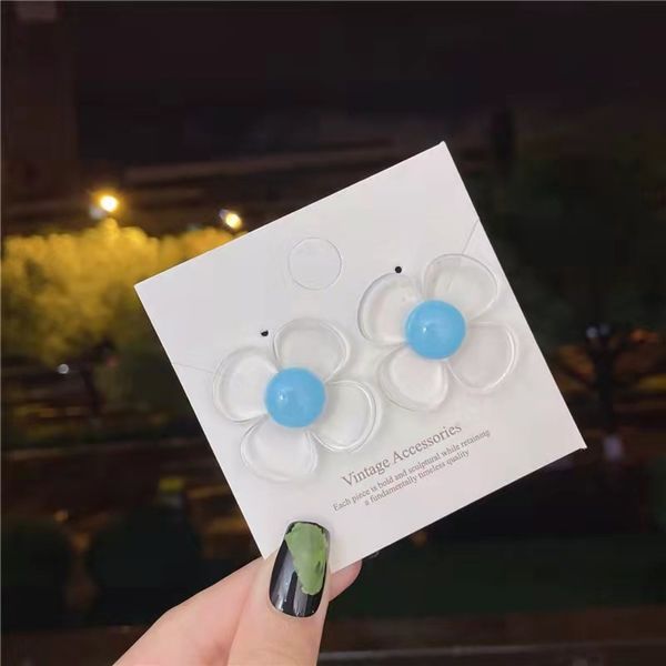 

version simple fashion transparent flower earrings small fresh sweet