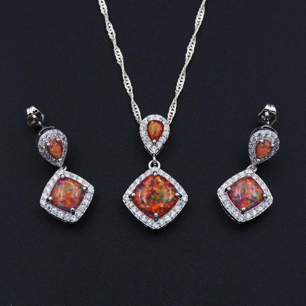 

earrings & necklace vibrant lab-created opal jewelry set with and, Silver