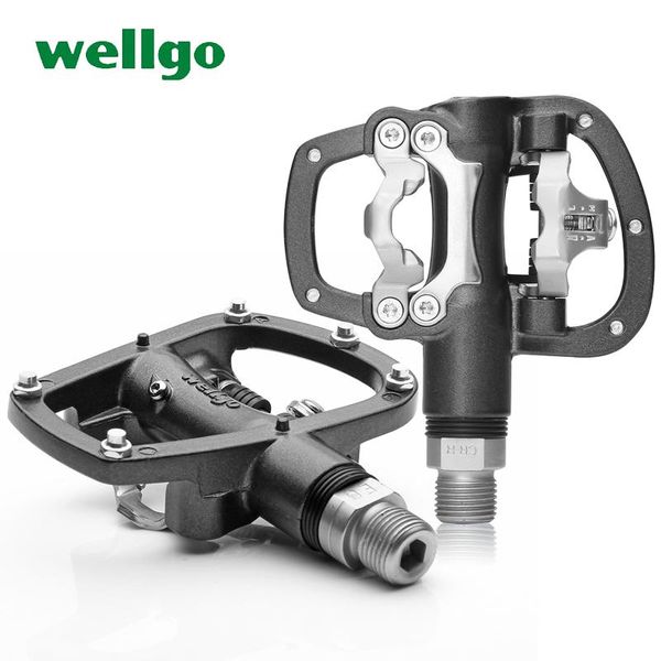 

bike pedals wellgo mtb cycling mountain clipless spd compatible self-locking ultralight aluminum alloy r120b