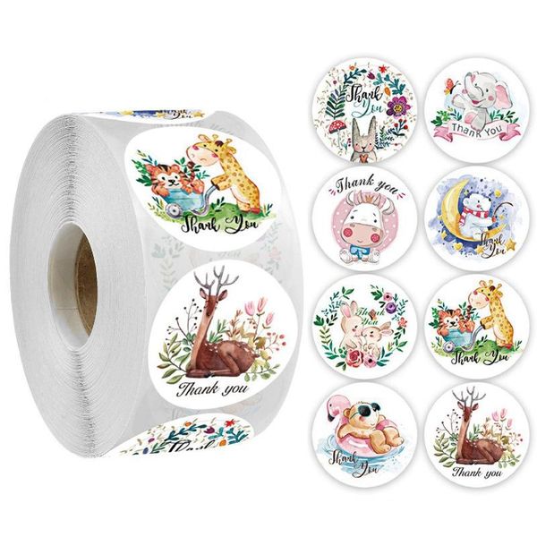

gift wrap 50-500pcs 2.5 cm thank you cute animals giraffe sticker for package teacher reward valentine's day stickers self-adhesive lab