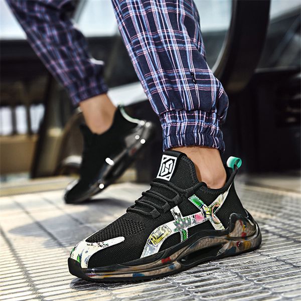 

2021 running shoes hollow out thick-soled tennis men white black summer korean fashion casual shoe large size breathable sneakers run-shoe #