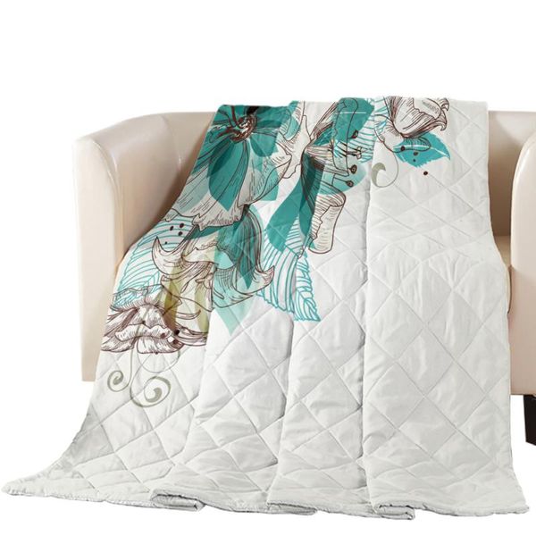 

comforters & sets flowers bloom turquoise plants roses print camping summer quilts bedding duvet blanket for travel home decor soft bedsprea
