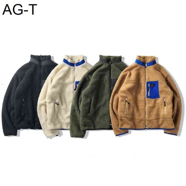 

warm winter retro pile fleece jacket coat mens women overcoat outwear, Black