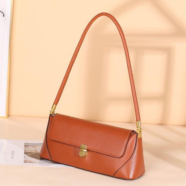 

bag women 2021 luxury shoulder 100% genuine leather small handbags baguette underarm bags designer alligator pattern evening