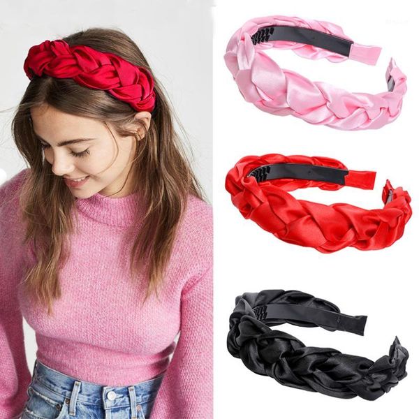 

korean braid hairband women fabric knotted headband vintage twist turban hair accessories fixed wide band boho headwear1