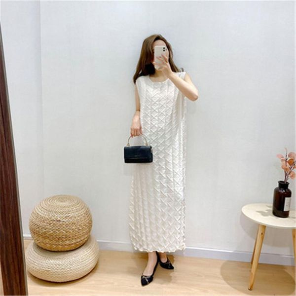 

casual dresses 2021 spring women's miyake pleated dress for age reduction and slimming design messy irregular female, Black;gray