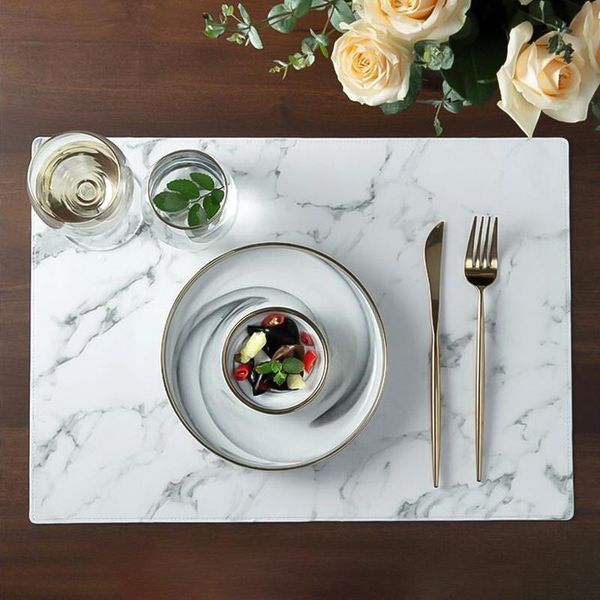 

table runner pu marble pattern stripe place mat dishware coasters kitchen tableware pad diy wedding party decorative
