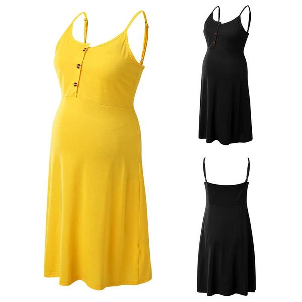 

maternity dresses suspenders summer women high waist sleeveless button dress or baby shower clothes nursing, White
