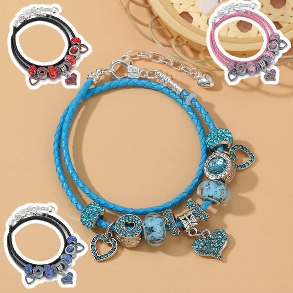 

charm bracelets buipoey multicolor leather for women girls butterfly love heart dangle lovers couple bracelet boys gifts, Golden;silver