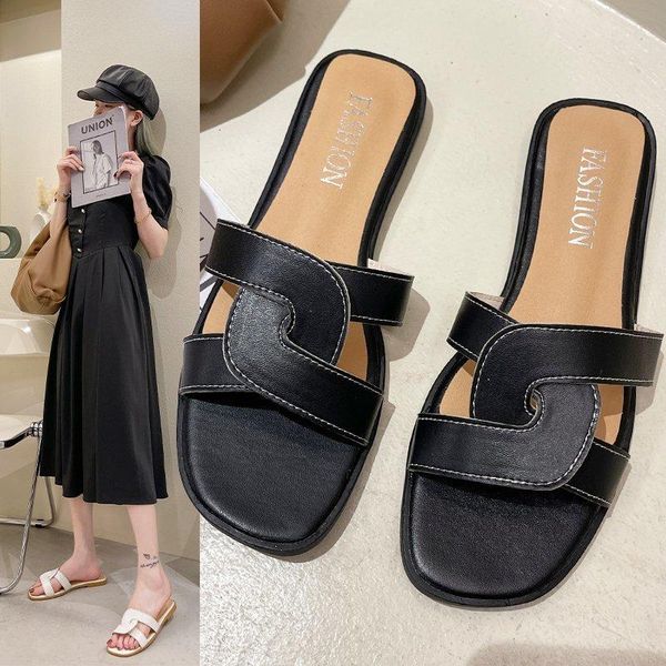 

summer women's slippers fashion casual flat all-match comfortable shoe zapatillas mujer women, Black