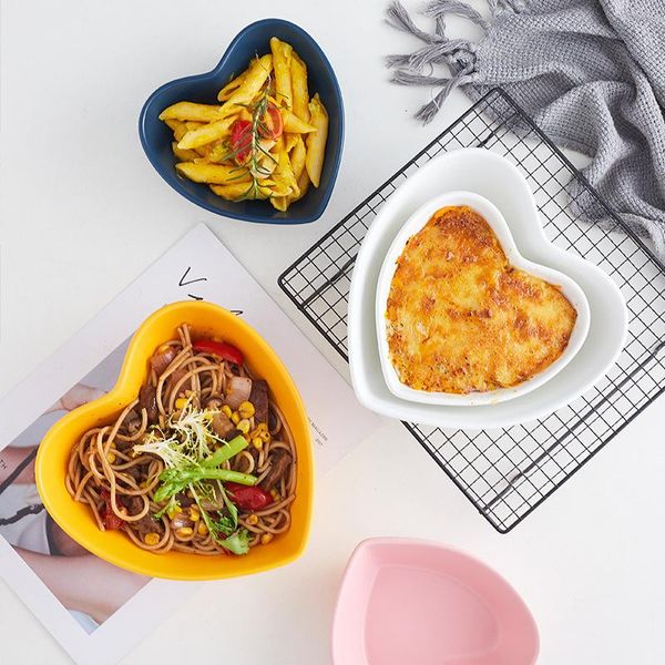 

creative heart bowl home oven baking ceramic baked rice ins feng nordic tableware western restaurant deep bowls