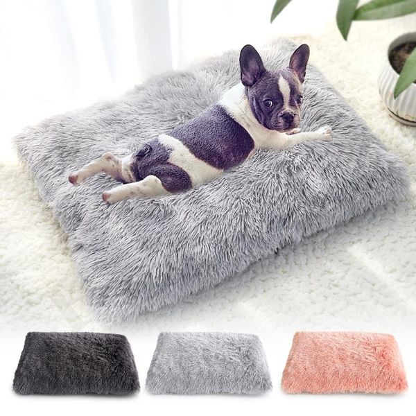 

kennels & pens long plush soft cat dog mat washable blanket puppy bed fleece anti-slip pet pad for small medium large dogs