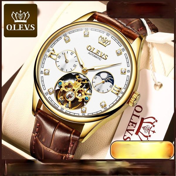 

wristwatches automatic mechanical watch fashion hollow-out the flywheel men men's, Slivery;brown
