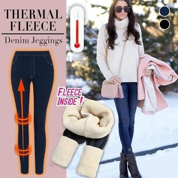 

thermal fleece denim jeggings super comfy stretch skinny jeans for women hsj88 women's, Blue