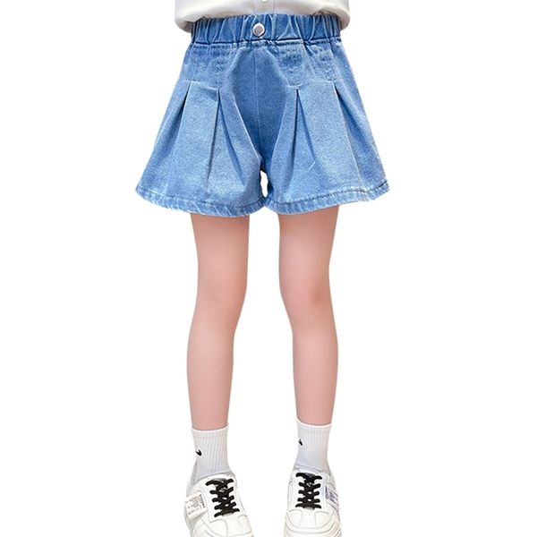 

jeans girl solid color denim kids casual short for children summer children's clothes 210527, Blue