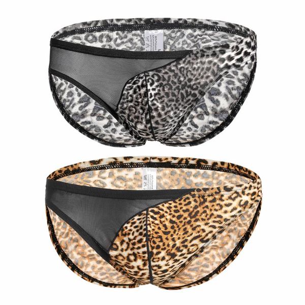 

underpants men underwear leopard print qucik-dry mens briefs breathable men's slip cueca male panties low waist gay, Black;white