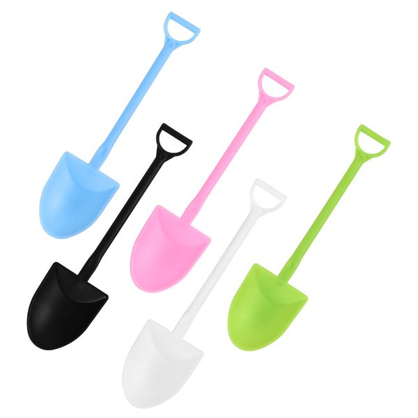 Sorvete Colher Plástico Café Chá Chá Estojo Shovel Shavel Shavel Preto Branco Pequeno Pequeno Engrenado Scoops para Party Casamento Suprimentos Acessórios de Cozinha 100 Pçs / Lot LT18