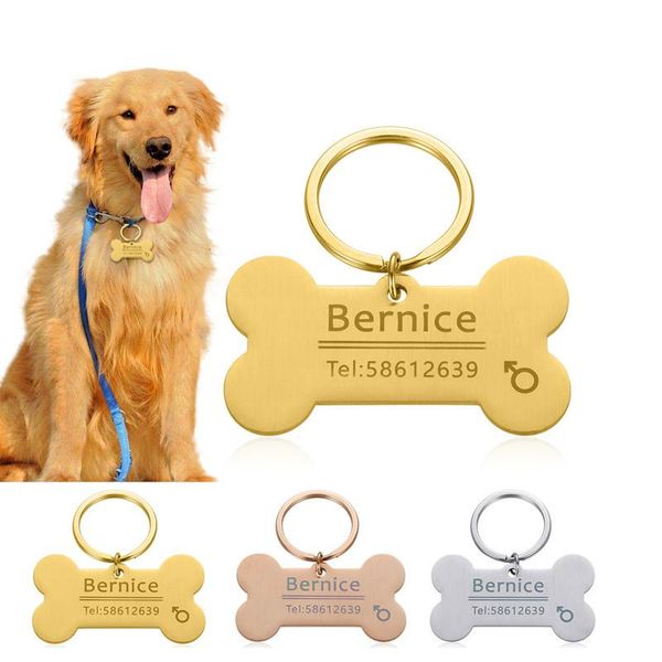 

dog tag,id card anti-lost personalized pet id tag collar engraved name tel for cat puppy bone accessories drop