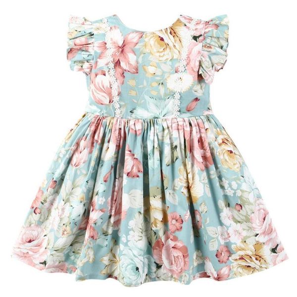 

girl's dresses summer girls printed kids sleeveless dress party cotton print clothes daily sundress for flower children casu y6r4, Red;yellow