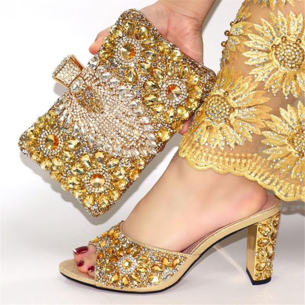 

dress shoes fashion gold evening party high heel lady matching with clutch handbag set crystal stones cr1050 height 9cm, Black