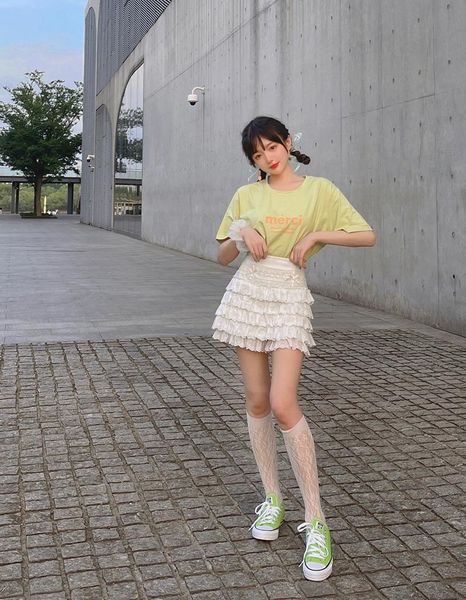 

women's t-shirt princess sweet lolita shirt bobon21 avocado green white summer letter loose casual round neck short sleeve t2022