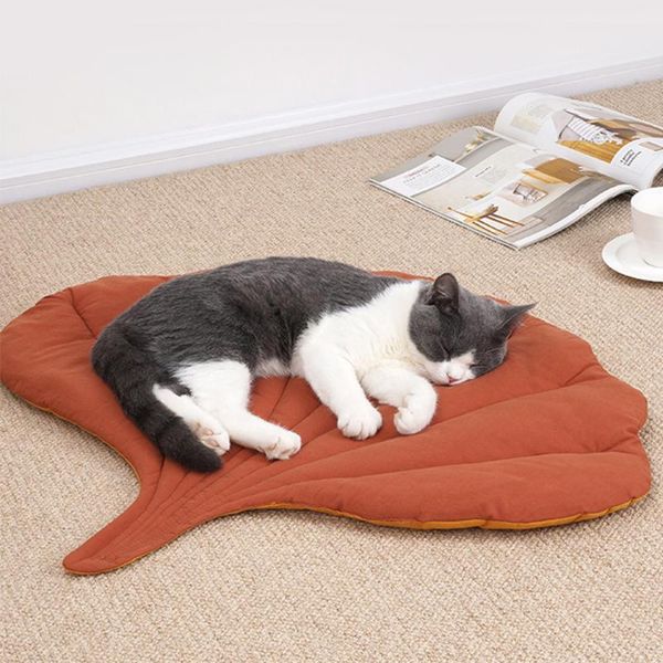 

cat beds & furniture ginkgo/green leaf shape soft pet dog bed mat pad machine washable mattress for large medium small dogs cats kennel