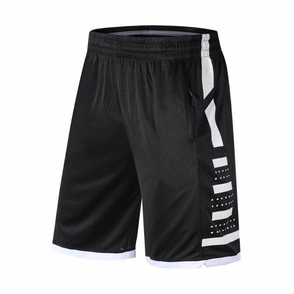 

sport men short basketball jersey knee length zipper pocket running shorts male loose quick-dry breathable gym pants, Black;blue