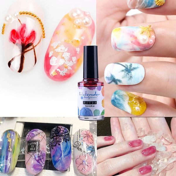 

nail polish 16 colors 1 pcs art with glue diy watercolor ink blooming gel smoke smudge varnish manicure to