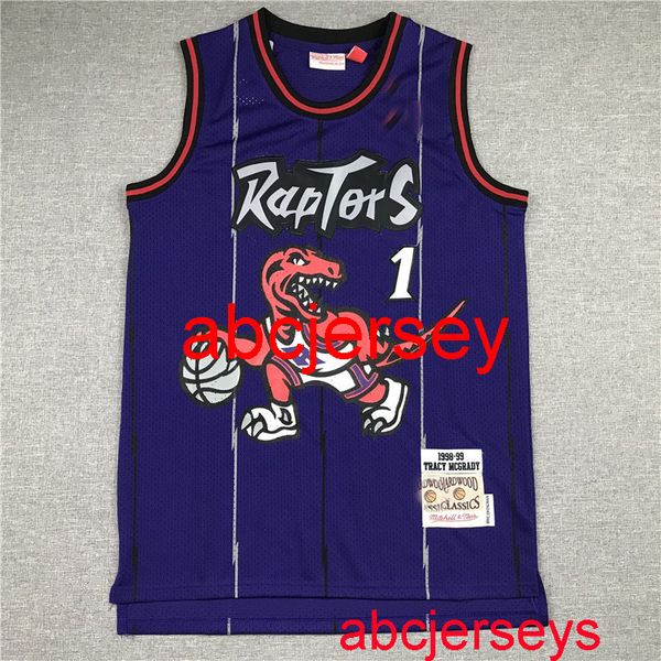 

men 1# mcgrady 2020 season retro purple basketball jersey s m l xl, Black