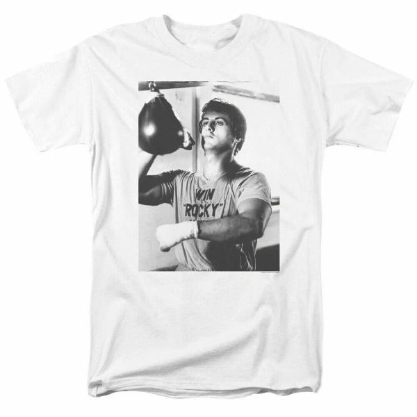 

rocky square t shirt mens licensed boxing movie tee rocky balboa white, White;black