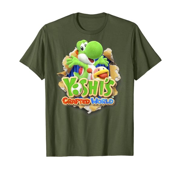

yoshi's crafted world poochy burst game logo graphic t-shirt, White;black
