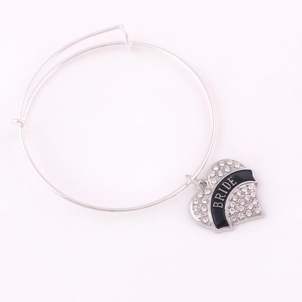 

charm bracelets fashion design heart shape engraved letter crystal grandma band mom bride mather of groom bangle, Golden;silver