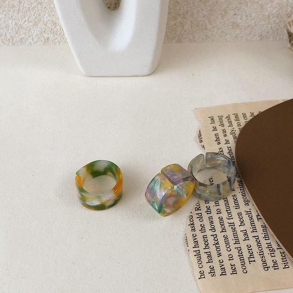 

wedding rings open engagement ring women 2021 fashion halo dyeing acrylic resin for men creative finger decor female party jewelry, Slivery;golden