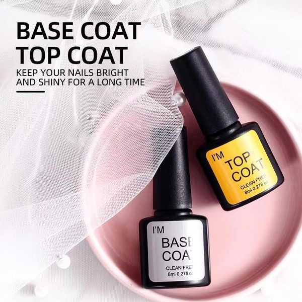 

nail gel base coat polish uv shiny sealer soak off reinforce 8ml long lasting art manicure lak varnish primer, Red;pink