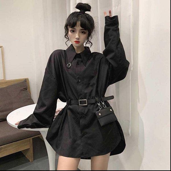 

nicemix plus size harajuku korean women shirt style clothing long moda feminina spring fall shirts black blusas mujer d, White