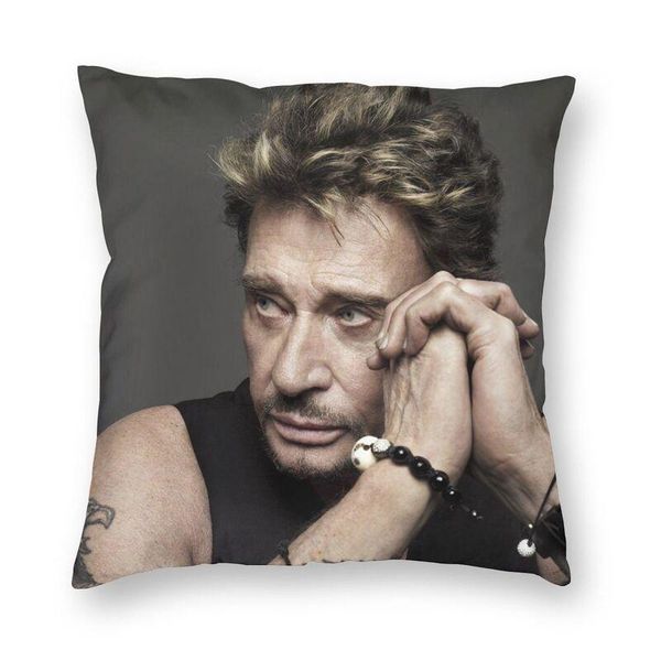 

cushion/decorative pillow johnny hallyday square cover home decor french rock singer cushion throw for living room double-sided print