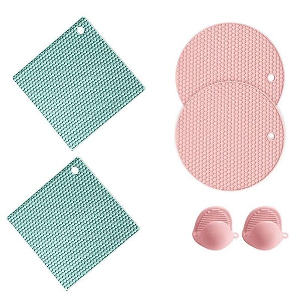 

mats & pads silicone honeycomb pattern pot holders, coasters, oven gloves non-slip holders for lids,microwave ovens