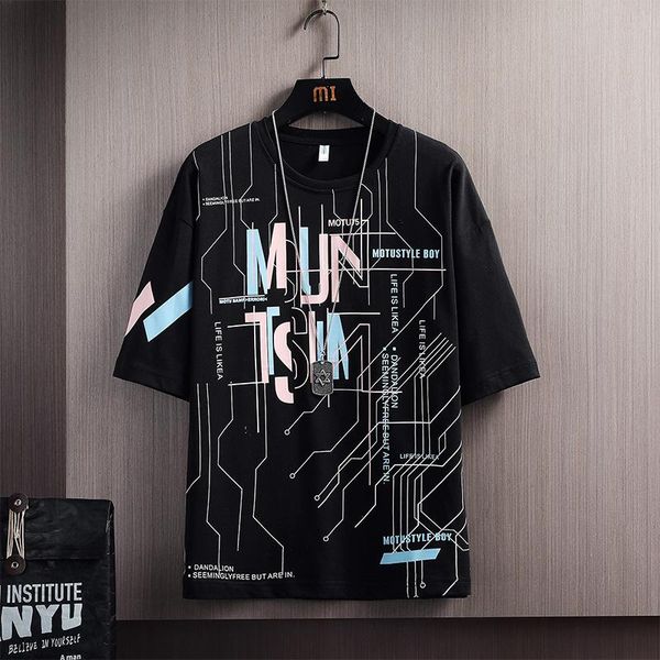 

men's t-shirts elena store fashion summer 100 cotton printing short sleeve t-shirt loose casual streetwear, White;black