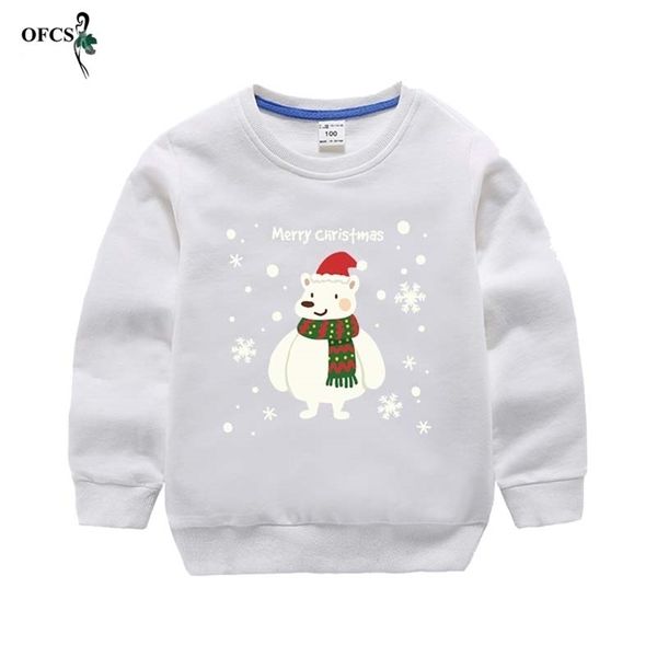 Çocuk Noel Kazak Sonbahar Gençler Giysileri Erkek ve Kız Karikatür Baskı Uzun Kollu T-Shirt Bebek Rahat Pamuk Kazak 211104