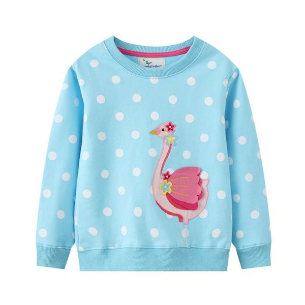 

hoodies & sweatshirts jumping meters autumn winter girls dots flamingo embroidery fashion children's clothes cotton sweaters kids, Black