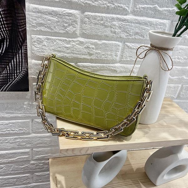 

totes stone pattern pu leather armpit bag for women 2021 solid color metal chain shoulder handbags female travel fashion hand