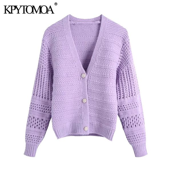 

women fashion with faux pearl buttons knitted cardigan sweater lantern sleeve female outerwear chic 210420, White;black