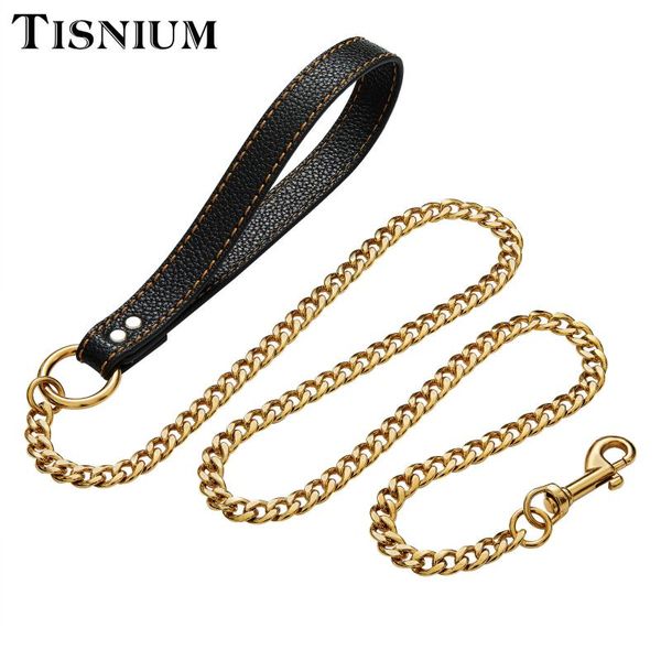 

11mm pet dog leash gold color chain solid stainless steel rope supplies small medium large labrador chains, Silver