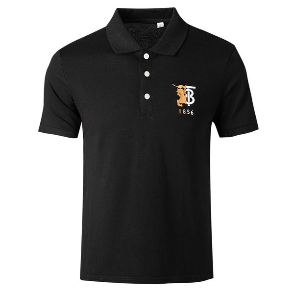 

war horse knight embroidery lapel short sleeve t shirt men's and women's loose large couple business casual, White;black