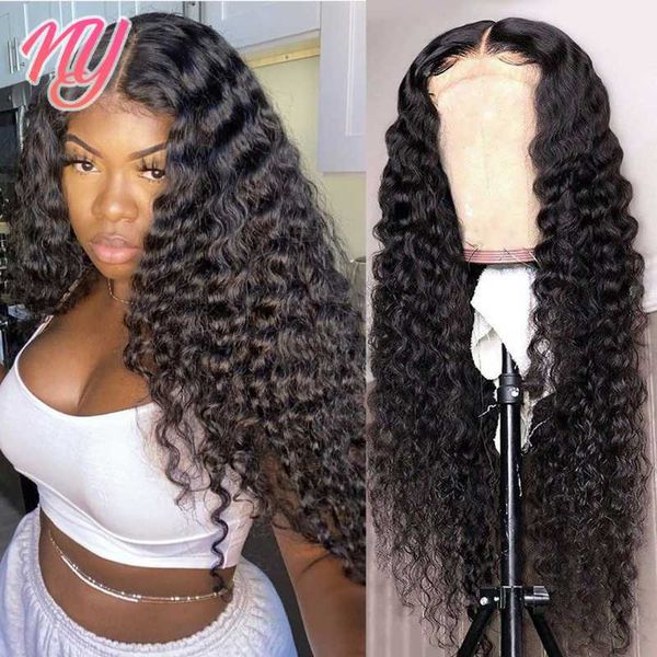 

lace wigs deep wave closure wig human hair frontal for women 180 density front pre plucked bleached knots remy, Black;brown