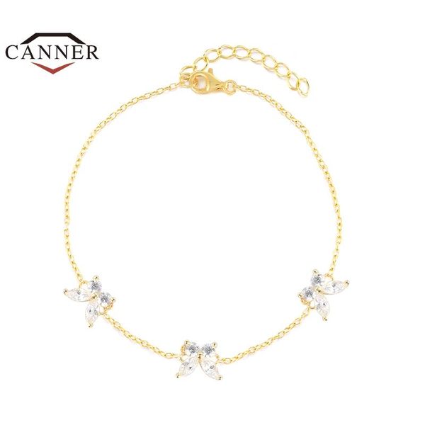 

link, chain canner creative simple three butterfly flower insect bracelet for women diamond zircon bracelets jewelry pulseras mujer, Black