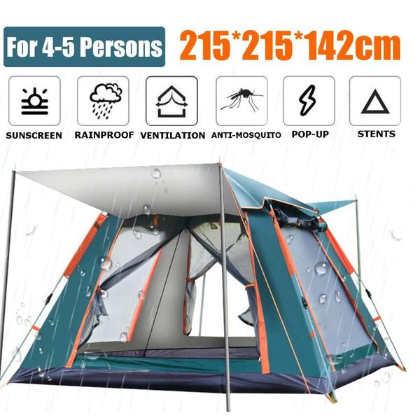 

tents and shelters 4-5 people large tent quick setup family outdoor waterproof camping hiking foldable folding double layer