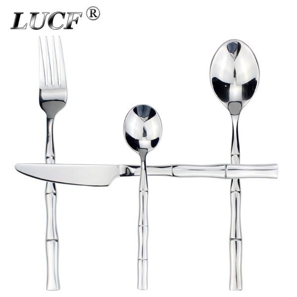 

dinnerware sets lucf creative design bamboo shape handle stainless steel western perfect mirror polish famous cutlery set for kitchen