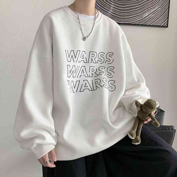 

sweater men's round neck loose casual autumn korean fashion versatile printed couple's coat, Black